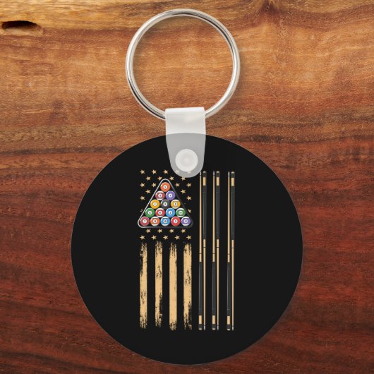 Pool Player American Flag キーホルダー (正面)