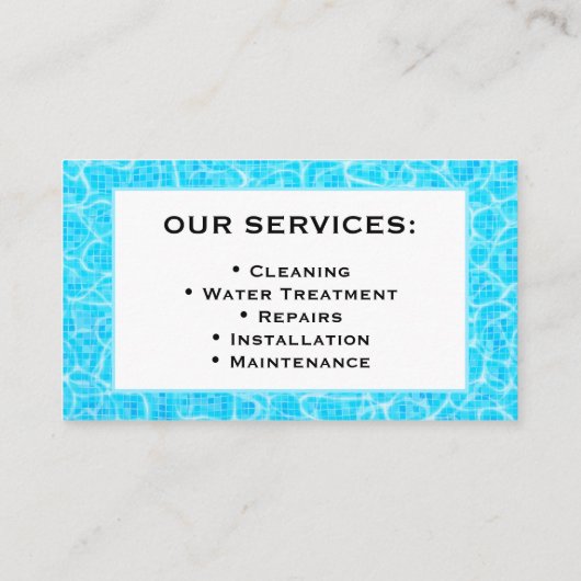 Pool Service Business Card Template 名刺 (裏面)