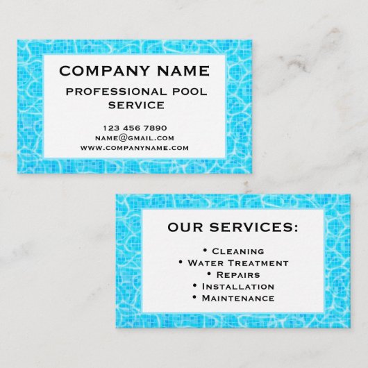 Pool Service Business Card Template 名刺 (正面/裏面)