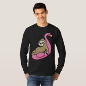 Pool Side Beach Top Cute Sloth Relaxing In Pool Dr Tシャツ (正面フル)
