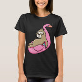 Pool Side Beach Top Cute Sloth Relaxing In Pool Dr Tシャツ (正面)