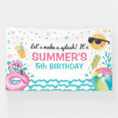 Pool summer birthday party banner backdrop 横断幕 (横)