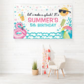 Pool summer birthday party banner backdrop 横断幕 (インサイチュ)