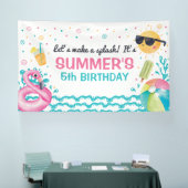 Pool summer birthday party banner backdrop 横断幕 (トレードショー)