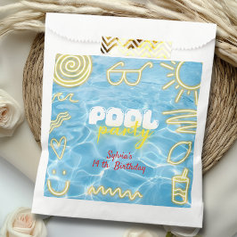Pool summer neon vibes birthday party フェイバーバッグ