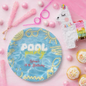 Pool summer neon vibes birthday party ペーパープレート (パーティー)