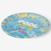 Pool summer neon vibes birthday party ペーパープレート (アングル)