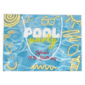 Pool summer neon vibes birthday party ラージペーパーバッグ (裏面)