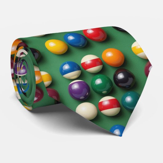 Pool Table Billiards Colorful Neck Tie ネクタイ (ロール)