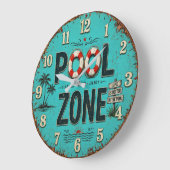 Pool Zone Vintage Poolside ラージ壁時計 (傾斜)