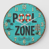 Pool Zone Vintage Poolside ラージ壁時計 (正面)