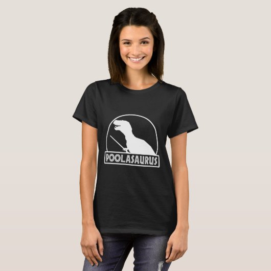 Poolasaurus Billiard Player Dinosaur Snooker Eight Tシャツ (正面フル)