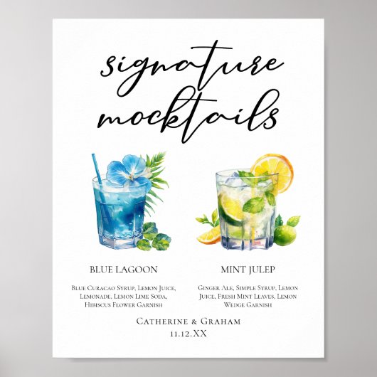 Poolside Signature Mocktails Summer Menu ポスター (正面)