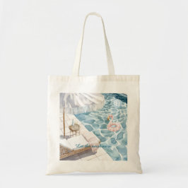 Poolside Umbrella Pink Flamingo Float Ball トートバッグ