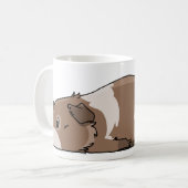 Poopedのブタかわいいブラウン及びクリームのモルモット コーヒーマグカップ (正面左)