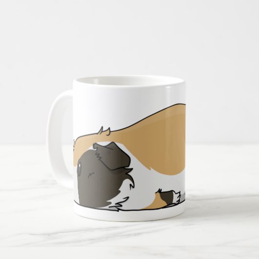 Poopedのブタのかわいい三色のモルモット コーヒーマグカップ (正面左)