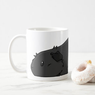 Poopedのブタのかわいく黒いダークグレーのモルモット コーヒーマグカップ