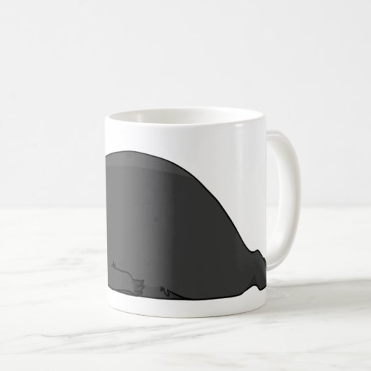 Poopedのブタのかわいく黒いダークグレーのモルモット コーヒーマグカップ (正面右)