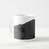 Poopedのブタのかわいく黒いダークグレーのモルモット コーヒーマグカップ (正面左)