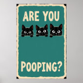 Pooping showing three black cats peeking over ポスター (正面)