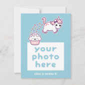 Pooping Unicornおもしろいフォト誕生日招待状 招待状 (正面)