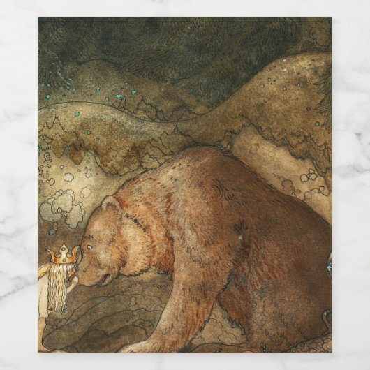 Poor Little Bear, 1912 by John Bauer ワインラベル (シングルラベル)