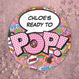 POPする準備はできてる コミック風ベビーシャワースプリンクル ピンク ラウンドシール