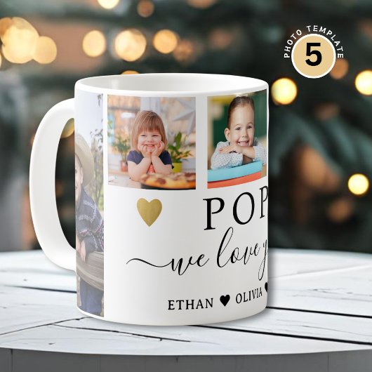 POP おじいちゃん大好き 5枚フォトコラージュ コーヒーマグカップ