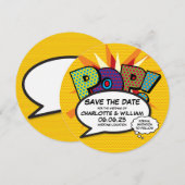 POP セーブ・ザ・デート ファン レトロ コミックブック ポップアート (正面/裏面)