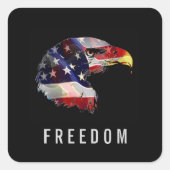 Pop Art American Flag Eagle Freedom Patriot スクエアシール (正面)