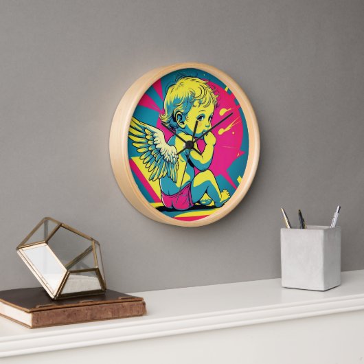 Pop Art Angel Wall Clock ポップアート風エンジェル壁掛け時計 壁時計 (オフィス)