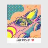 Pop Art Astronaut Driving Rocket Car シール (シート)