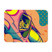 Pop Art Astronaut Driving Rocket Car マグネット (横)