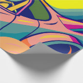 Pop Art Astronaut Driving Rocket Car ラッピングペーパー (角)