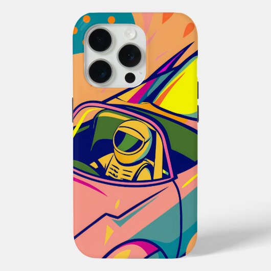 Pop Art Astronaut Driving Rocket Car Case-Mate iPhoneケース (裏面)