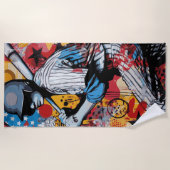 Pop Art Baseball Player ビーチタオル (正面)
