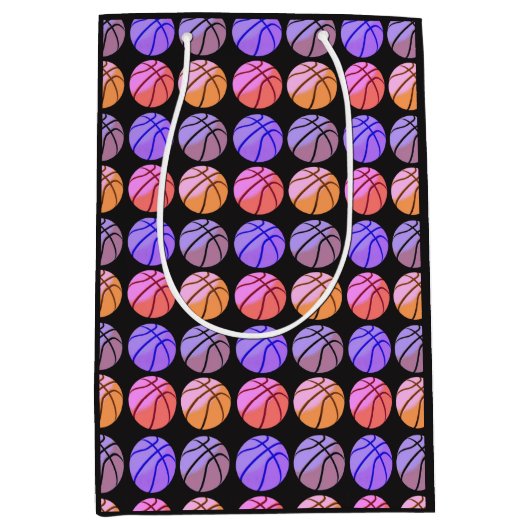 Pop Art Basketball ミディアムペーパーバッグ (正面)
