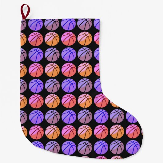 Pop Art Basketball ラージクリスマスストッキング (正面)