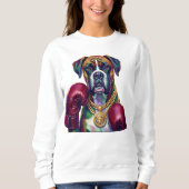 Pop Art Boxer Dog Boxing front and back print スウェットシャツ (正面)