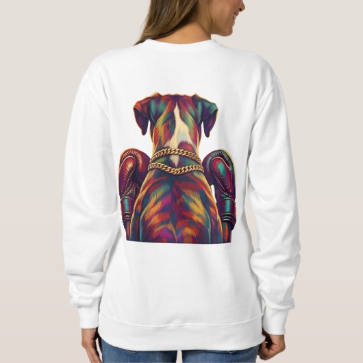 Pop Art Boxer Dog Boxing front and back print スウェットシャツ (裏面)