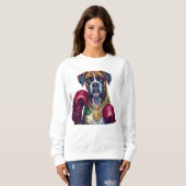 Pop Art Boxer Dog Boxing front and back print スウェットシャツ (正面フル)