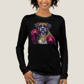 Pop Art Boxer Dog Boxing front and back print トライブレンドTシャツ (正面)