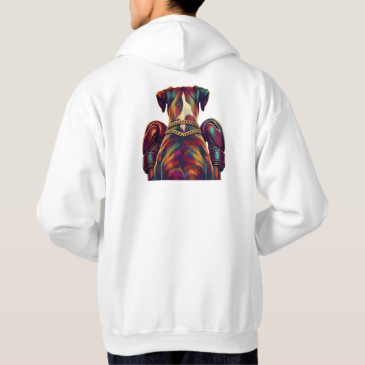 Pop Art Boxer Dog Boxing front and back print パーカ (裏面)