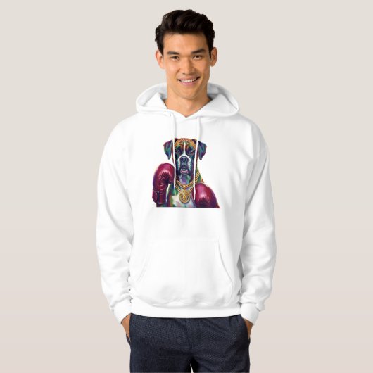 Pop Art Boxer Dog Boxing front and back print パーカ (正面フル)