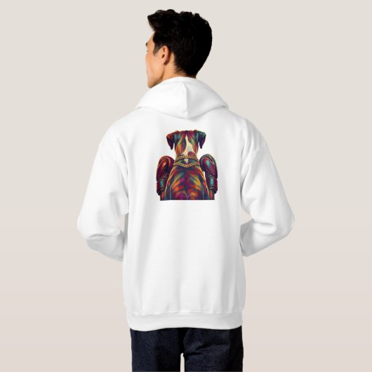Pop Art Boxer Dog Boxing front and back print パーカ (裏面フル)