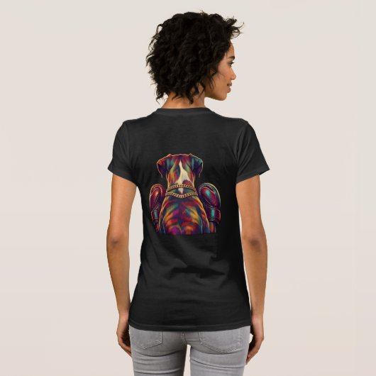 Pop Art Boxer Dog Boxing front and back print Tシャツ (裏面フル)