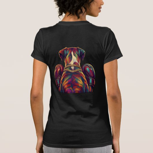 Pop Art Boxer Dog Boxing front and back print Tシャツ (裏面)