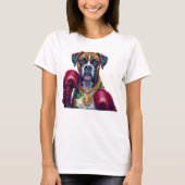 Pop Art Boxer Dog Boxing front and back print Tシャツ (正面)