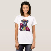 Pop Art Boxer Dog Boxing front and back print Tシャツ (正面フル)