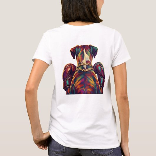 Pop Art Boxer Dog Boxing front and back print Tシャツ (裏面)